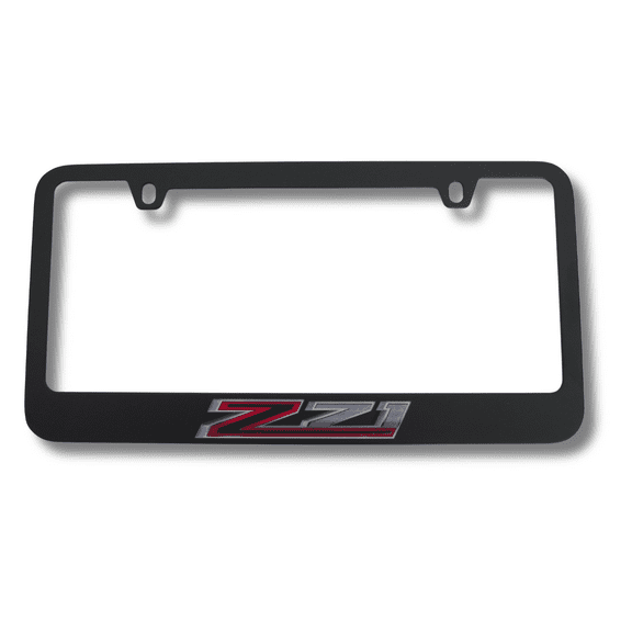 Black Chevrolet Z71 Logo Premium Carbon Stainless Steel License Plate Frame