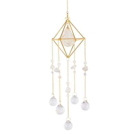 Smrinog Crystal Wind Chimes Natural Stone Prism Light Catcher Decor (Transparent)