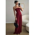 thumbnail image 2 of Elegant Strapless Maxi Dress (S, WineRed), 2 of 7