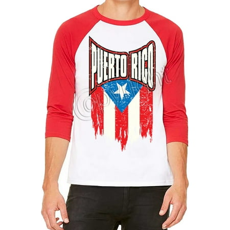 Unisex Proud Puerto Rico Flag White/Red C5 3/4 Sleeve Baseball T-Shirt