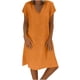 thumbnail image 1 of MELDVDIB - Vestido informal de verano para mujer, talla grande, suelto, liso, sin mangas, escote en V, manga corta, recto, regalo en liquidación, 1 of 5