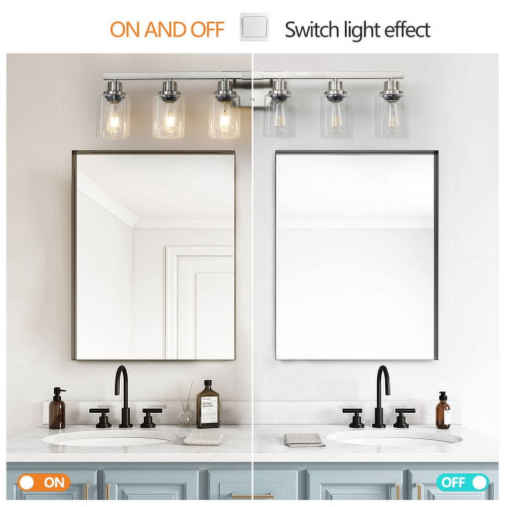 ACE-LIGHTS,Modern 6-Light Bathroom Vanity Light Fixture with Clear Glass Shades & Brushed Nickel Finish,Perfect for Bathroom,Dressing room,Living Room,Bedroom(Brushed Nickel)