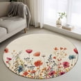 thumbnail image 2 of Pink Orange Teal Spring Floral Round Area Rug 4 FT, Non Slip Indoor Outdoor Rug, Watercolor Botanical Summer Flowers Washable Soft Circular Carpet Floor Mat for Coffee Table Nursery Foyer Balcony, 2 of 9