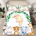 thumbnail image 2 of Feelyou Dog Pug Animal Queen Sheet Sets, Cartoon Cheetah Elephant Zebra Lover Flat Sheet, Teens Kids Boys Girls Queen Fitted Sheet, Lightweight Room Decor, 4pcs, 2 of 7