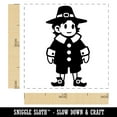 thumbnail image 2 of Cute Thanksgiving Pilgrim Boy Self-Inking Rubber Stamp Ink Stamper - Brown Ink - Small 1 Inch, 2 of 7
