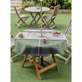 thumbnail image 4 of Outdoor Tablecloths with Umbrella Hole & Zipper, Green Stripes Abstract Round Tablecloth 54 Inch, Geometric Spring Flowers Rustic Waterproof Table Cloth, Patio/Pool/Picnic Table Covers, 4 of 8