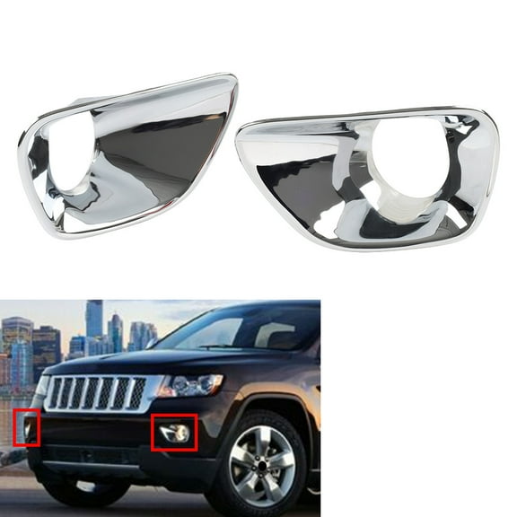 ZSWAL Car Front Fog Light Lamp Cover Trims Chrome Replacement for Jeep Grand Cherokee 2011 2012 2013