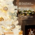 thumbnail image 4 of CAPHAUS 6 Feet Artificial White Christmas Tree w/ 1000 Tip Count, 250 LED Lights, Pre-Hinged, with Metal Stand, White Flat Shaped Leaves, for Indoor, Office, Party, Holiday Decoration, 4 of 9