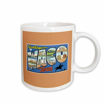 

3dRose Greetings from Waco Texas Scenic Postcard with Horse Silhouette Ceramic Mug 11-ounce