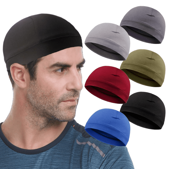 6 Pieces Cooling Skull Caps Helmet Hard Hat Liner Bald Cap Running Beanie Cycling Caps for Men Women