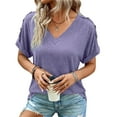thumbnail image 6 of frariair Women's Knot Front V-Neck Tee With Breathable Acrylic Blend Purple, 6 of 7