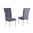 thumbnail image 4 of Contemporary 7-Piece Dining Set, Faux Marble Top Dining Table with Velvet Tufted Dining Chairs, Chrome Metal Base, Gray, 4 of 5