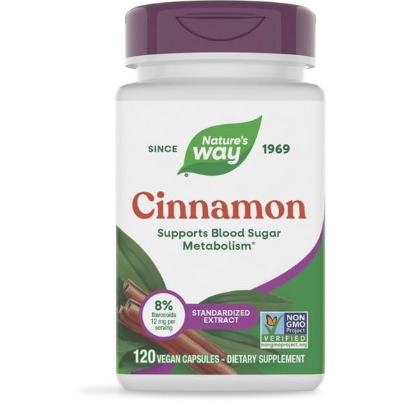 Nature's Way Cinnamon Premium Extract Capsules, Supports Blood Sugar Metabolism*, Unisex, 120ct