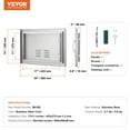 thumbnail image 2 of VEVOR BBQ Access Door, 20W x 14H Inch Single Outdoor Kitchen Door, Stainless Steel Flush Mount Door, Wall Vertical Door with Handle and vents, for BBQ Island, Grilling Station, Outside Cabinet, 2 of 9