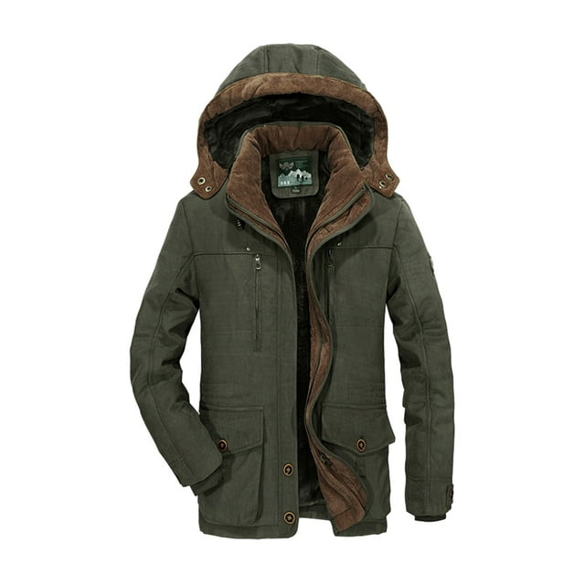 Qarigey Chaqueta de invierno transpirable y duradera para actividades al aire libre abrigo cálido a prueba de viento de lana gruesa Abrigos y chamarras verde oscuro 4XL
