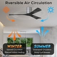 thumbnail image 3 of Matthews Fan Company IR3H-BN-BK-60 Irene 60" Brushed Nickel Hugger Ceiling Fan with 3 Matte Black Blades, Remote and Wall Control, Indoor/Outdoor Damp Rated, 3 of 6
