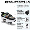 thumbnail image 5 of CZV Women's & Teens Graffiti Print Four-Wheel Convertible Roller Skate Shoes,2-in-1 Roller Skates & Sneakers Unisex Retractable Wheels Indoor Outdoor Fun & Fitness Kick Roller Shoes, 5 of 8