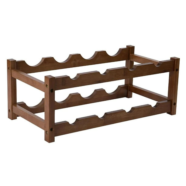 Estante de vino Soporte de botella de lujo Soporte de madera Estante de 2 capas