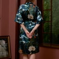thumbnail image 4 of SWSMCLT Women's Chic Bathrobe Deep V Neck Bathrobes Satin Dressing Gown Drop Shoulder Bridal Comfy Elbow Sleeve Style20 Small-Large, 4 of 5
