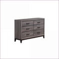 thumbnail image 5 of Dressers, Rustic Transitional 6-Drawer Dark Grey Foil Finish with Black Hardware | Grey | Solid Wood+MDF, 5 of 5