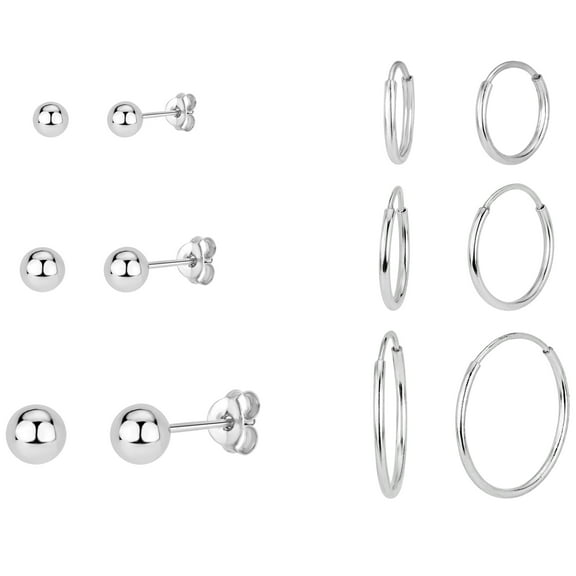 Sterling Silver Endless Hoop Earrings Set