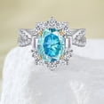 thumbnail image 2 of beryl_creation 2.60 Ct Oval Cut Blue Topaz Wedding Engagement Thanksgiving Christmas Halo Ring 14K White Gold Plated 925 Sterling Silver For Women's -6, 2 of 3