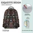 thumbnail image 5 of Earth Tone Ethnic Motif Boho Chic Backpack - Oversized 17" Computer Compartment | Water-Repellent College Bookbag for Women, Spacious Tribal Design School Essential Carrier, 5 of 6