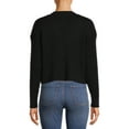 thumbnail image 3 of Time and Tru Long Sleeve Cardigan Crop V-Neck Drop Shoulder Sweater (Women's), 1 Pack, 3 of 5