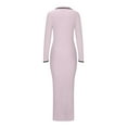 thumbnail image 6 of Efsteb Women's Bodycon Dresses Ribbed Knit Long Sleeve Maxi Dress Slim Solid Pencil Long Dress Casual Fall Winter Clothes (Purple,L), 6 of 6