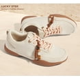 thumbnail image 6 of LUCKY STEP Retro Fashion Sneakers with Gum Sole Comfort Low Top Casual Shoes,Beige,Womens, 6 of 10