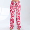 thumbnail image 4 of FrzhBrz Valentines Day Cotton Pajamas for Women Love Heart Printed Stretch Drawstring Wide Leg Lounge Pant Sleep Bottoms, 4 of 5