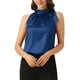 thumbnail image 1 of INSPIRAR CHIC Blusas de Trabajo Sin Mangas de Satén para Mujeres con Lazo en el Cuello Color Sólido XL Azul Marino, 1 of 6