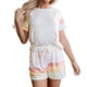 thumbnail image 3 of Conjunto de Pijama Suave con Estampado Multicolor para Mujer, Ropa de Dormir de Corta para Estar en Casa, de Verano, de 2 Piezas con Bolsillos M, 3 of 8