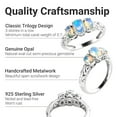 thumbnail image 3 of Opal Ring Sterling Silver with Platinum Plating Jewelry - Mothers Rings with 3 Birthstones Gemstone Birthday Christmas Gifts for Women Size - 9, 3 of 7