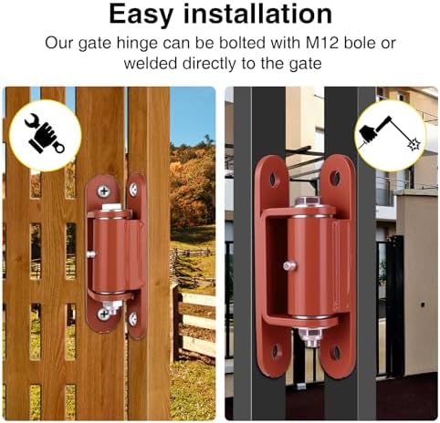 Heavy Duty Gate Hinges 7" with Built-in Roller Bearing Gate Hinges for Large Metal Gates Wooden Gates Up to 1100 Pounds Lubricable Gate Hinge(2PCS)