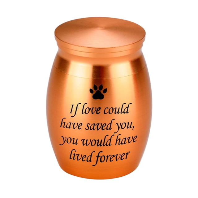 Guardoinrt Metal Urn Enduring Beloved Small Memories Pet Print Urn Storage Corrode Animal Made Preserve Pet S Commemorative gold