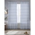 thumbnail image 3 of Boho Blue Semi Sheer Curtains 84 Inch Length 2 Panels Set, White Chevron Stripes Abstract Geometric Sheer Kitchen Curtain Privacy Voile Window Curtain for Living Room Bedroom Rod Pocket Drapes, 3 of 7