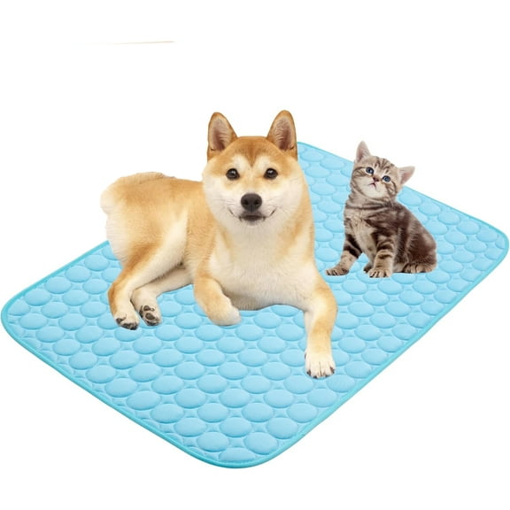 Summer Cooling Mat & Sleeping Pad- Water Absorption Top, Materials Safe, Easy Carry, EZ Clean. Keep Cooling for Pets, Kids and Adults.(Blue, 28" x 22")