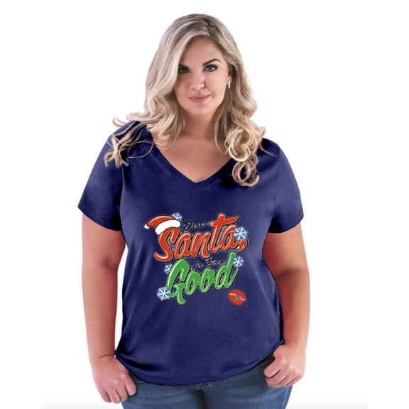 Normal is Boring - Women's Plus Size V-neck T-Shirt, up to Size 28 - Christmas Dear Santa