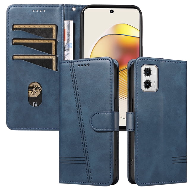 Phone Case for Motorola MOTO G73 Magnetic PU Leather Card Slots Durable Wallet Cover