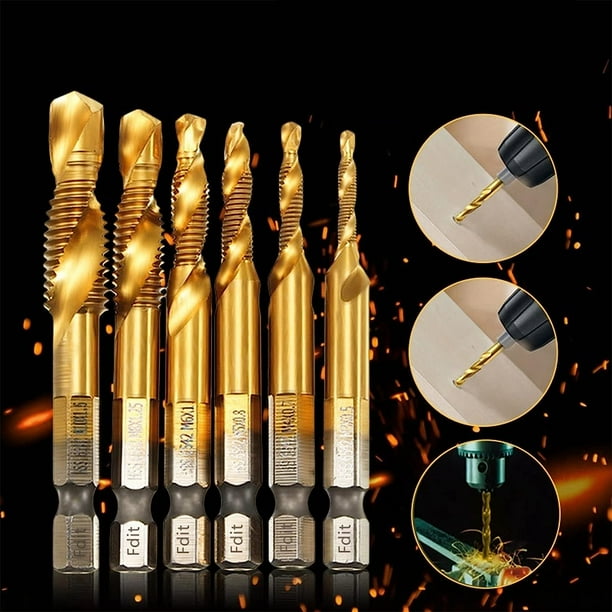 Metric Thread Tapping HSS Tap Drill Bit 6pcs Drill Bit Kit