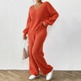thumbnail image 2 of Besolor Women's 2 Piece Fall Knit Sweater Set Long Sleeve V Neck Tops Wide Leg Pants Loungewear Sets Winter Clothes, 2 of 8