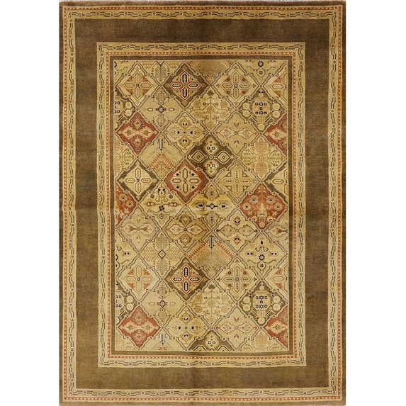 Ahgly Company Indoor Rectangle Mid-Century Modern Yellow Yellow Oriental Area Rugs, 4' x 6'