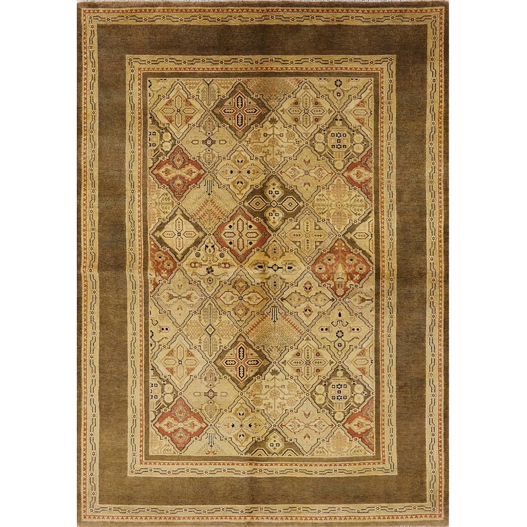 Ahgly Company Indoor Round Oriental Yellow Industrial Area Rugs, 6