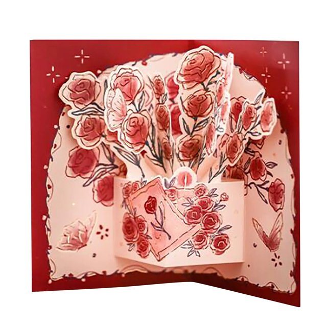 Tarjetas de rosas 3D de 1/2/3 piezas, invitaciones llamadas de felicitación, Serie de rosas y sus, flor fresca, Festival creativo, tarjeta de bendición