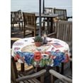 thumbnail image 2 of Outdoor Tablecloth with Umbrella Hole for Patio/Picnic/Party/Camping, 4th of July Waterproof Table Cloth Round Cover Washable, Independence Day Patriotic Flowers American Cat (Dia 54"), 2 of 9