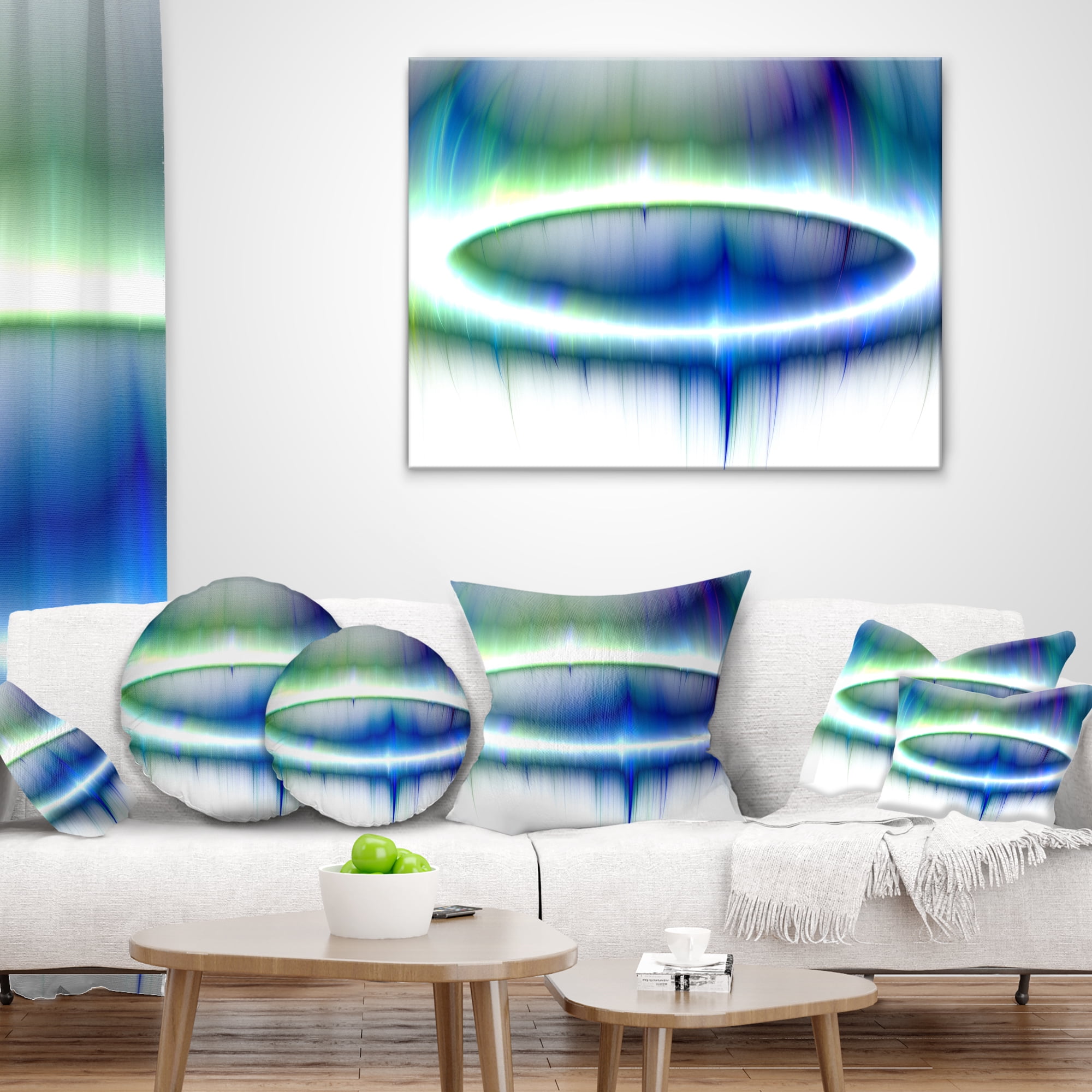 Designart Beautiful Blue Northern Lights - Abstract Throw Pillow - 16x16