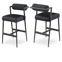 Meridian Furniture Stryker Black Boucle Fabric / Vegan Leather Stool (Set of 2)
