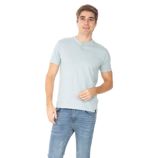 PLAYERA PARA HOMBRE LISA ESTILO HENLEY CON BOTONES
