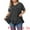 Dark Gray, variant on DARING DIVA Women's Plus V Neck Button Up Short Sleeve Ruffled Hem Top 4X Blue